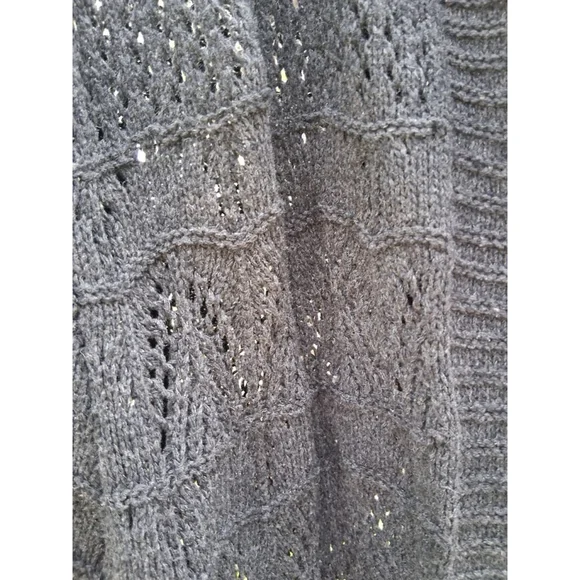POL Charcoal Open Knit Hooded Cardigan Sweater Sz.M - Picture 4 of 8